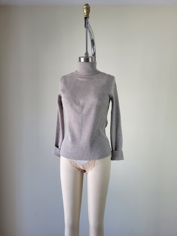 ANNE KLEIN Ribbed Merino Wool Gray Turtleneck Sweater Small S Petite Etsy