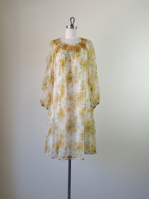 Chiffon Floral Midi Dress Size M - image 3