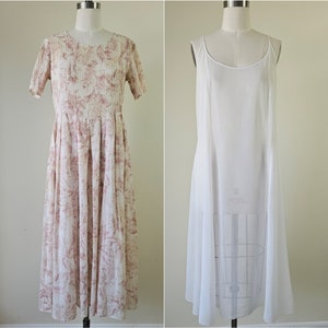 1980s LAURA ASHLEY Cotton Voile Pintuck Cottagecore Dress – Size M – 2 Piece Set