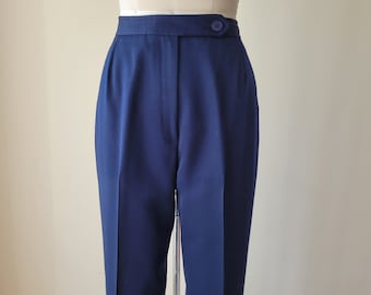 1990s EVAN PICONE Navy Wool 26" High Waist Trousers • Made in USA • Size Small S