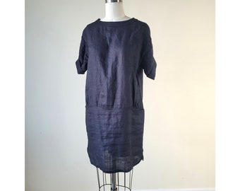 Linen Day Dress with Pockets • Loose Linen Day Dress • Size S - M