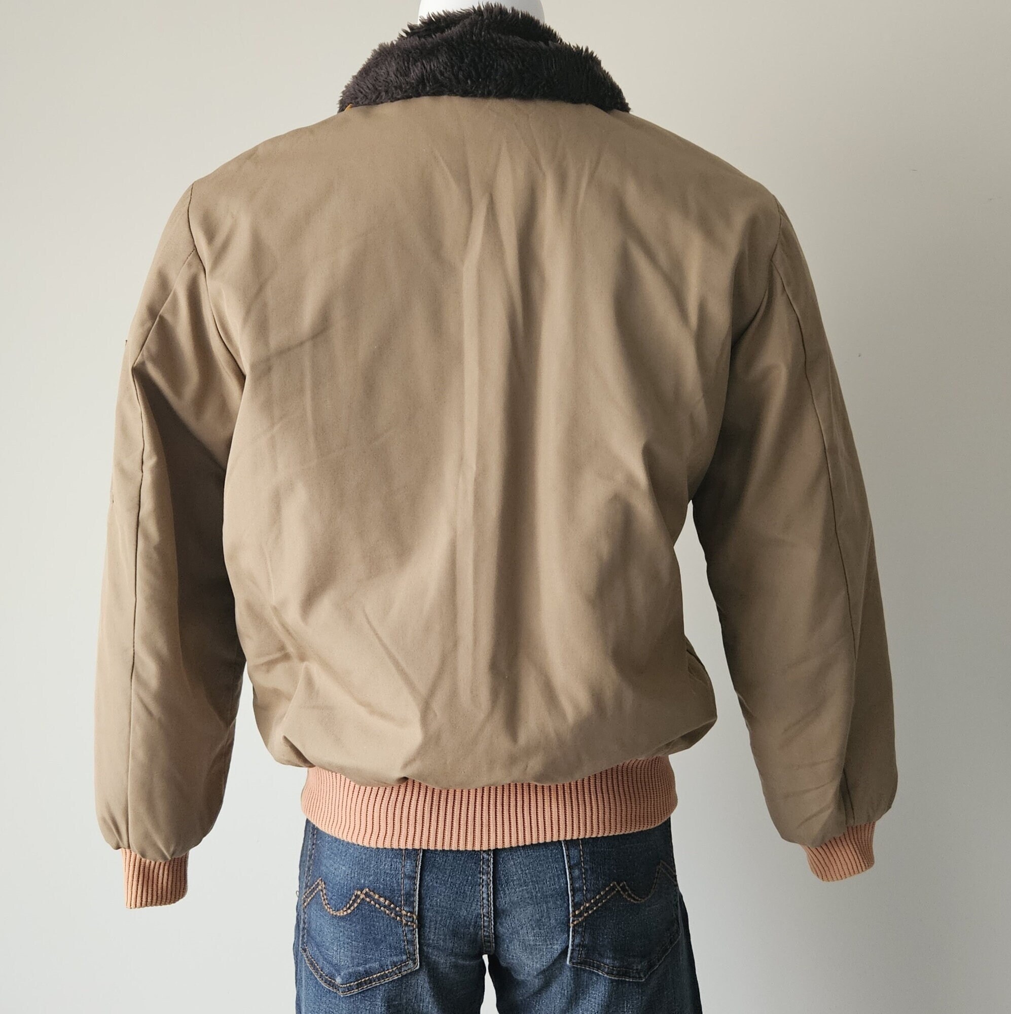 1980s SEARS WORK N LEISURE Bomber Jacket • Vintage Faux Fur 1980s SEARS WORK N LEISURE Bomber Jacket • Vintage Faux Fur