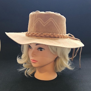 Vintage brown faux suede boho style hat Suede Leather Hat, Floppy Hat,hippie Hat,western, Boho  main image 2