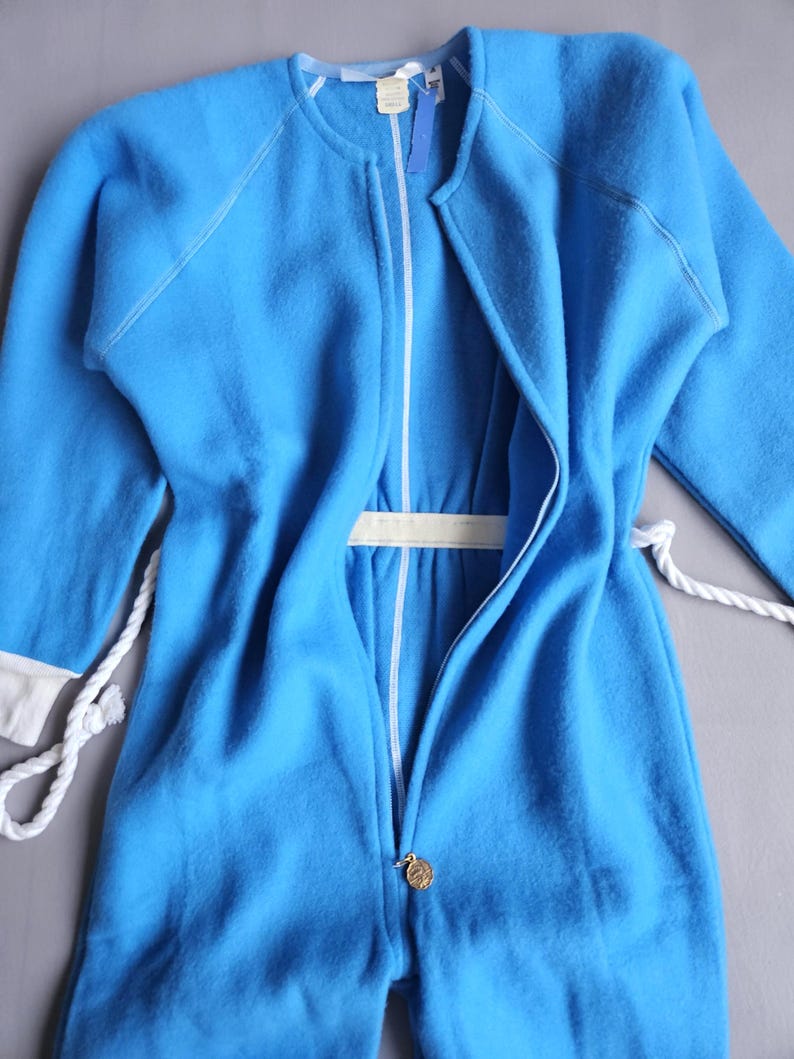 Unworn 1980s Bunny Sleeper, Adult Small Acrylic Onesie, Blue Footless ...