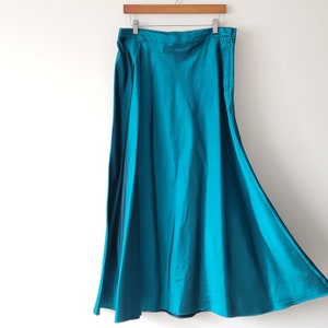1980s Iridescent Jade Green Long Formal Skirt • 34&quot; Waist • Vintage 80s Ball Gown Maxi Skirt • Size M - L
