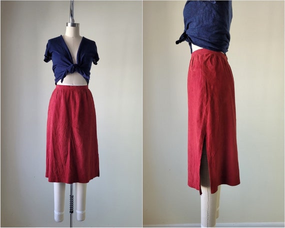 1970s Soft Suede Skirt Brick Red | J. KING DESIGN… - image 1