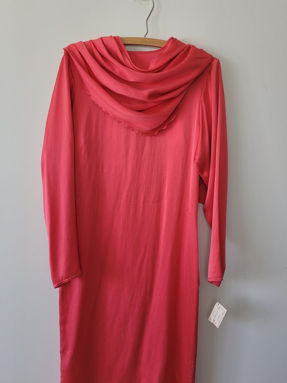 Charmeuse Silk Coral Dress with Shawl Sash • Vint… - image 6