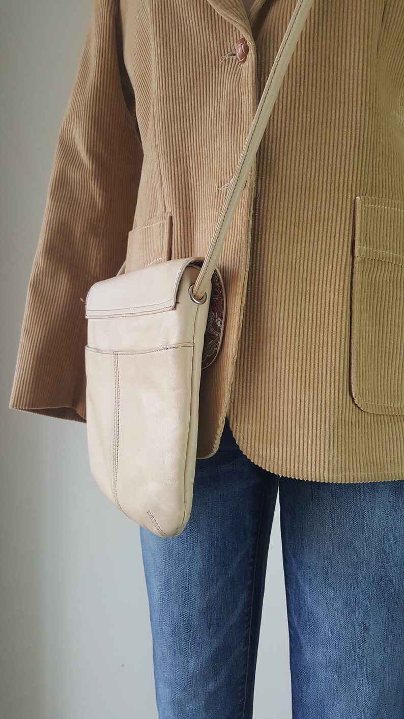 Leather Ivory Cream Cross Body Bag Purse Etsy