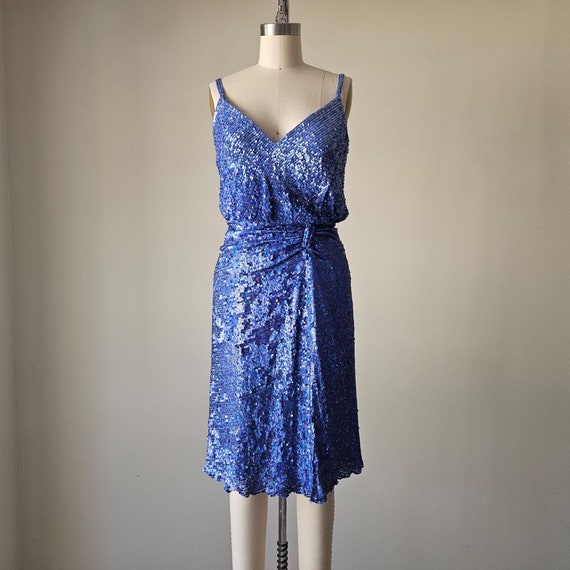 periwinkle cocktail dress Rose Princess Tulle Length Y2K Silk Sequin Periwinkle Blue