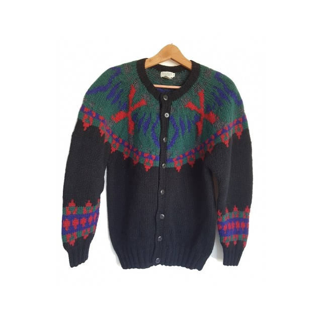 RevivalWarehaus 1980's Banana Republic Safari \u0026 Travel Chunky Knit Cardigan Sweater Size S
