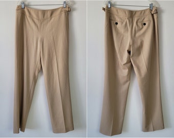 y2k TALBOTS Stretch Wool Mid Rise Trousers • Beige Wool Pants • Size Medium