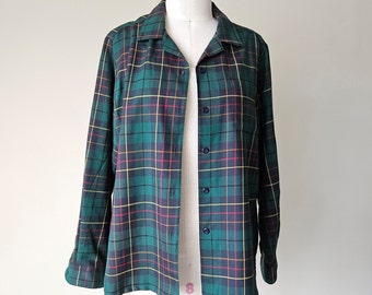 Pendleton Wool Plaid Shirt Jacket Green Shacket Boxy Women's M L