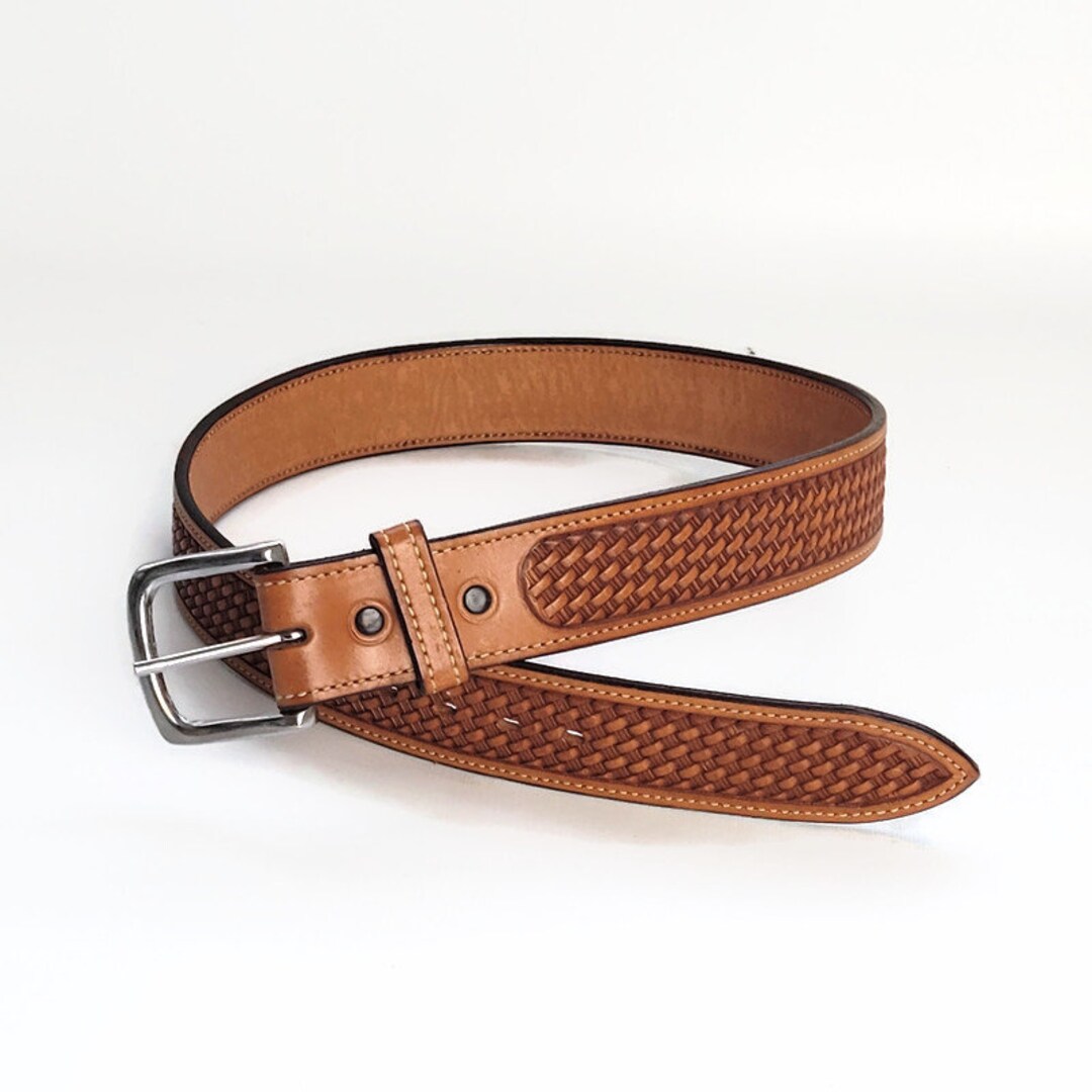 Vintage Windmill Hand Tooled Leather Belt vintage hand tooled leather belt - Gem main image 3