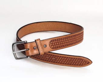 Vintage NOS ancho grueso cinturón de cuero marrón con hebilla extraíble 29 - 32 pulgadas • Pequeño • Cinturón WINDMILL acabado a mano sin usar