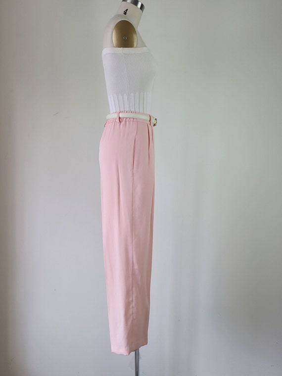 1980s Pink Rayon Pleated Trousers • Size XS - S •… - image 7