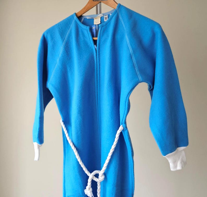 Unworn 1980s Bunny Sleeper, Adult Small Acrylic Onesie, Blue Footless ...