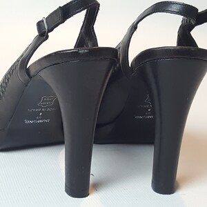 90s Woven Leather Platform Slingback Sandals Vintage 1990s Peep toe Size 8 90s does 40s Black Brown Cutout Pumps Heels Shoes image 4