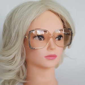 Deadstock 1980s NEOSTYLE Clear & Black Eyeglass Frames – Gold Accents – Made in Germany