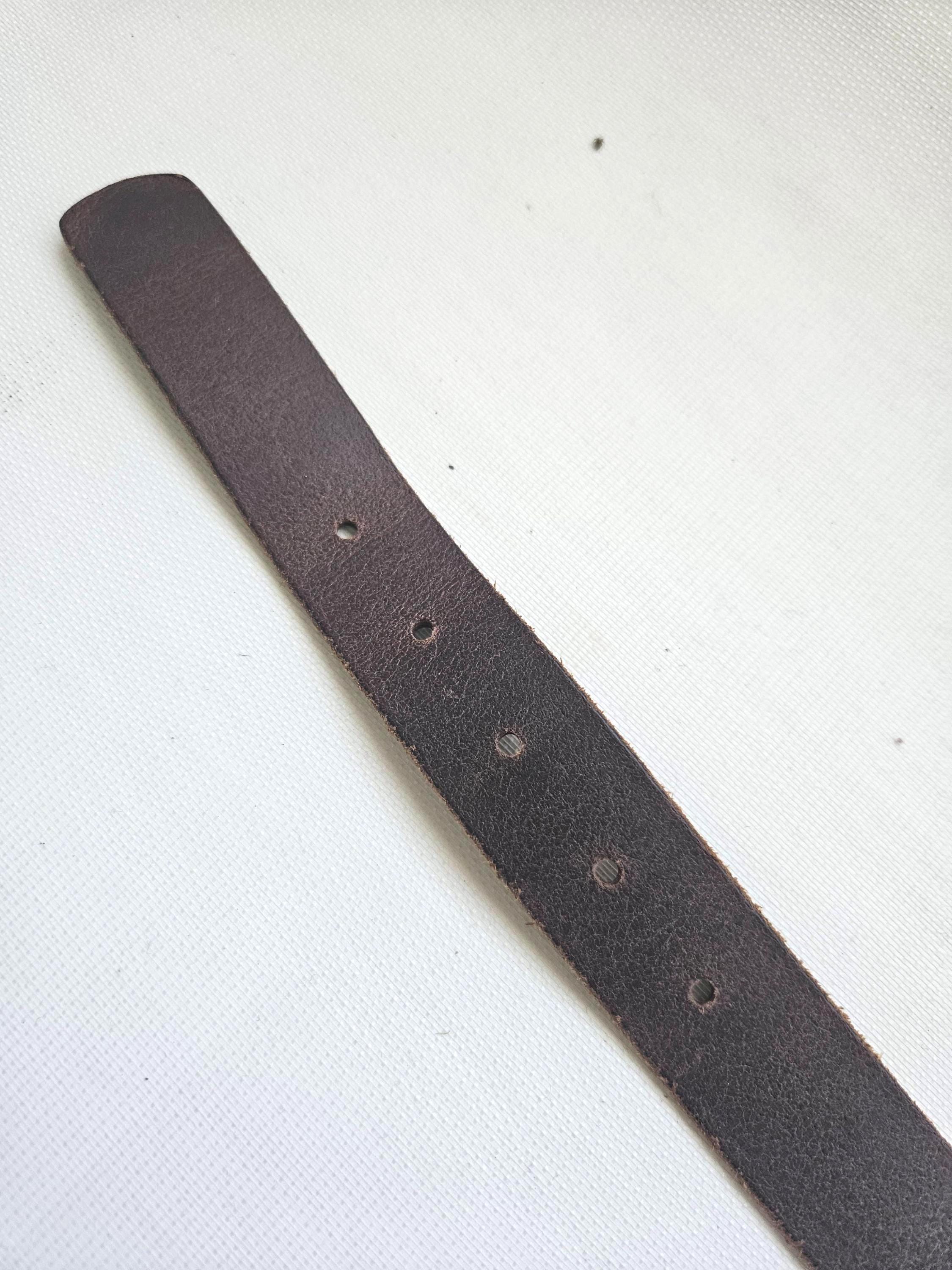 1980s GAP Brown Thick Leather Belt Brass Buckle XS, Made in  display picture 1
