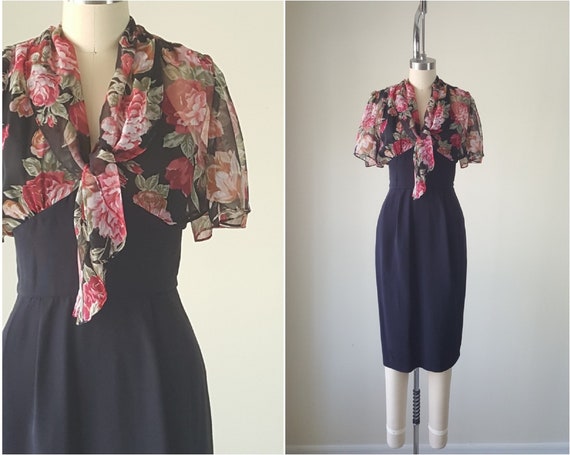 Dark Chiffon Wiggle Dress • Size XS S