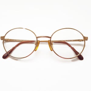 Vintage VALENTINO Gold Round Eyeglass Frames Made in Italy 51[]19 130 Unisex Designer Glasses Mens Womens Retro Optical Frame