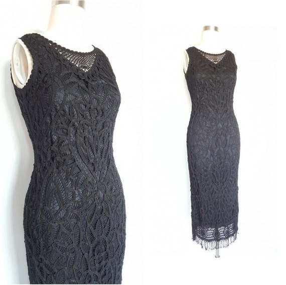 1990s Crocheted Bias Dress Size S/M - image 1