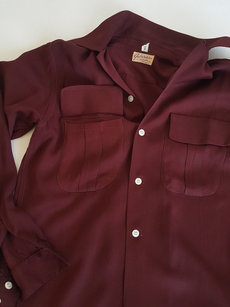 50s GABARDINE CASUALS Men/'s Rayon Shirt