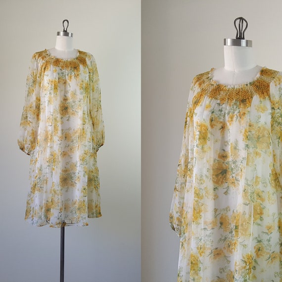 Chiffon Floral Midi Dress Size M - image 1