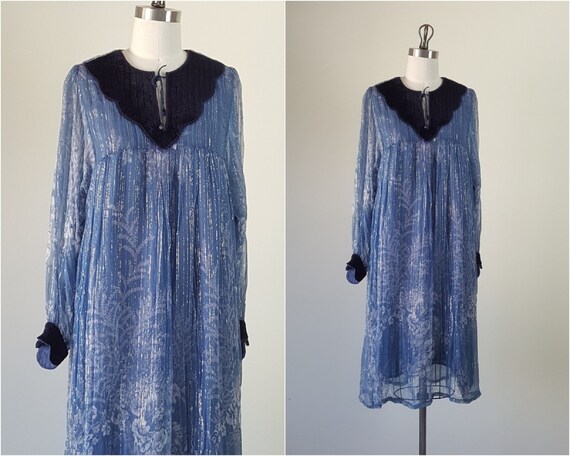 Vintage 70s Rayon Indian Dress Vintage 1970s Gauze