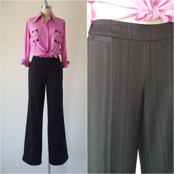 black pinstripe trousers