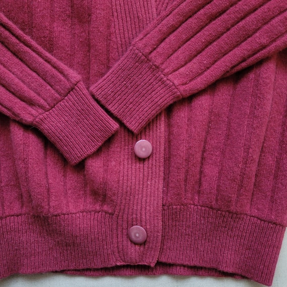 1990s Wool Angora Ribbed Pink Cardigan Sweater Si… - image 8