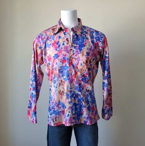 1970s Mens GIVENCHY LANSONS Trevira Silky Shirt • 