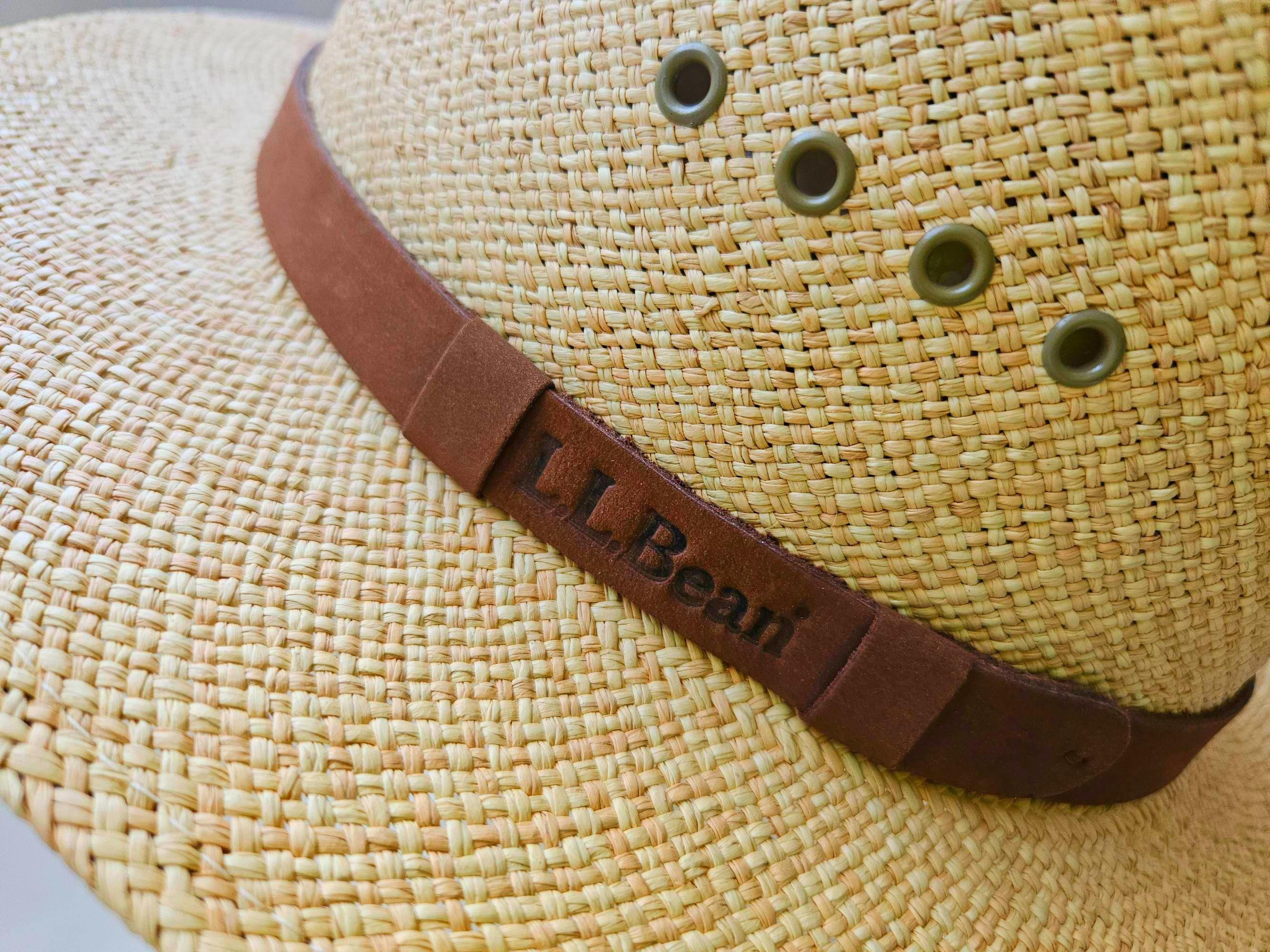 VINTAGE L.L. Bean Panama Straw Fedora Hat Small Beige 