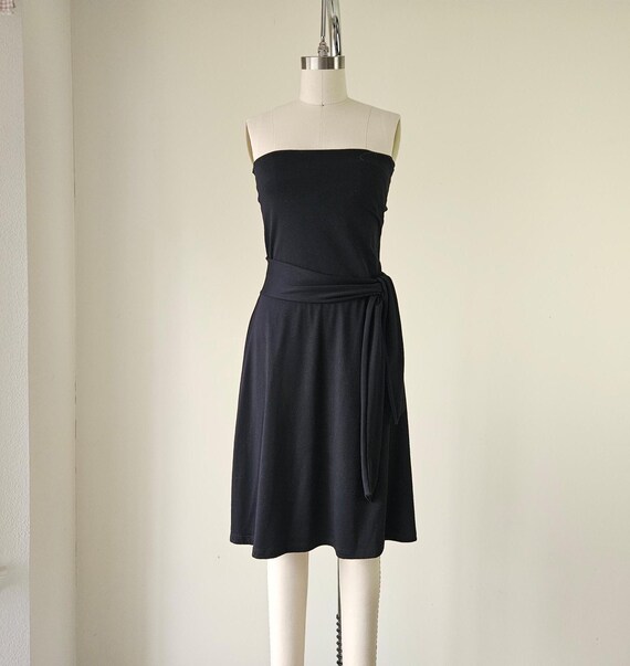 y2k SUSANA MONACO Stretchy Knit Strapless Little Black Dress, Made in USA, Medium