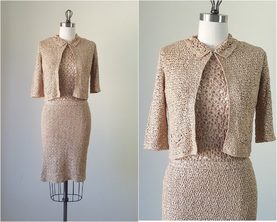 Vintage Ann Fleischer Stretchy Silk Ribbon 2-piece Dress Set - Etsy