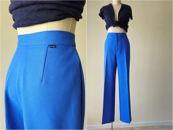 1970s LEVIS Periwinkle Blue Trousers 28 29 in Wai… - image 1