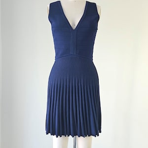 dvf knit dress Diane Von Furstenberg Navy Blue Dress, Pleated Mini Size S princess wedding dress