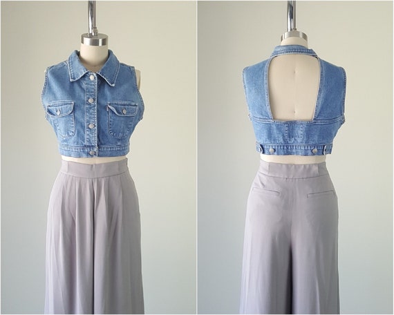 80s LEVIS Backless Cropped Top Vest • M - L