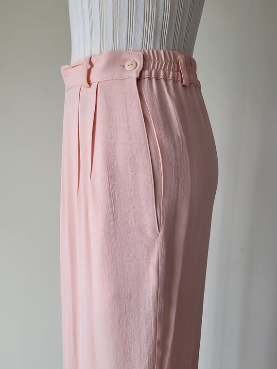 1980s Pink Rayon Pleated Trousers • Size XS - S •… - image 6