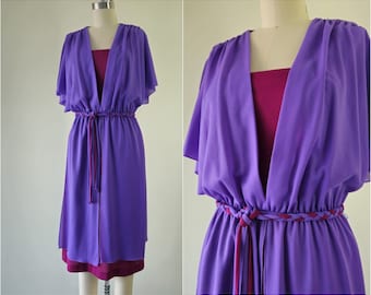 1970s Poly Disco Dress • 70s Polyester Cami Grecian Dress • Small Size