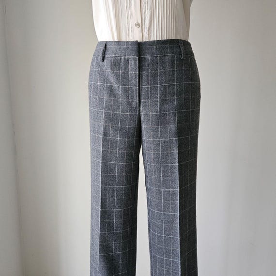 1990s TALBOTS Wool Mid Rise Wide Leg Straight Cuffed Gray Trousers 1990s TALBOTS Wool Mid Rise Wide Leg Straight Cuffed Gray Trousers