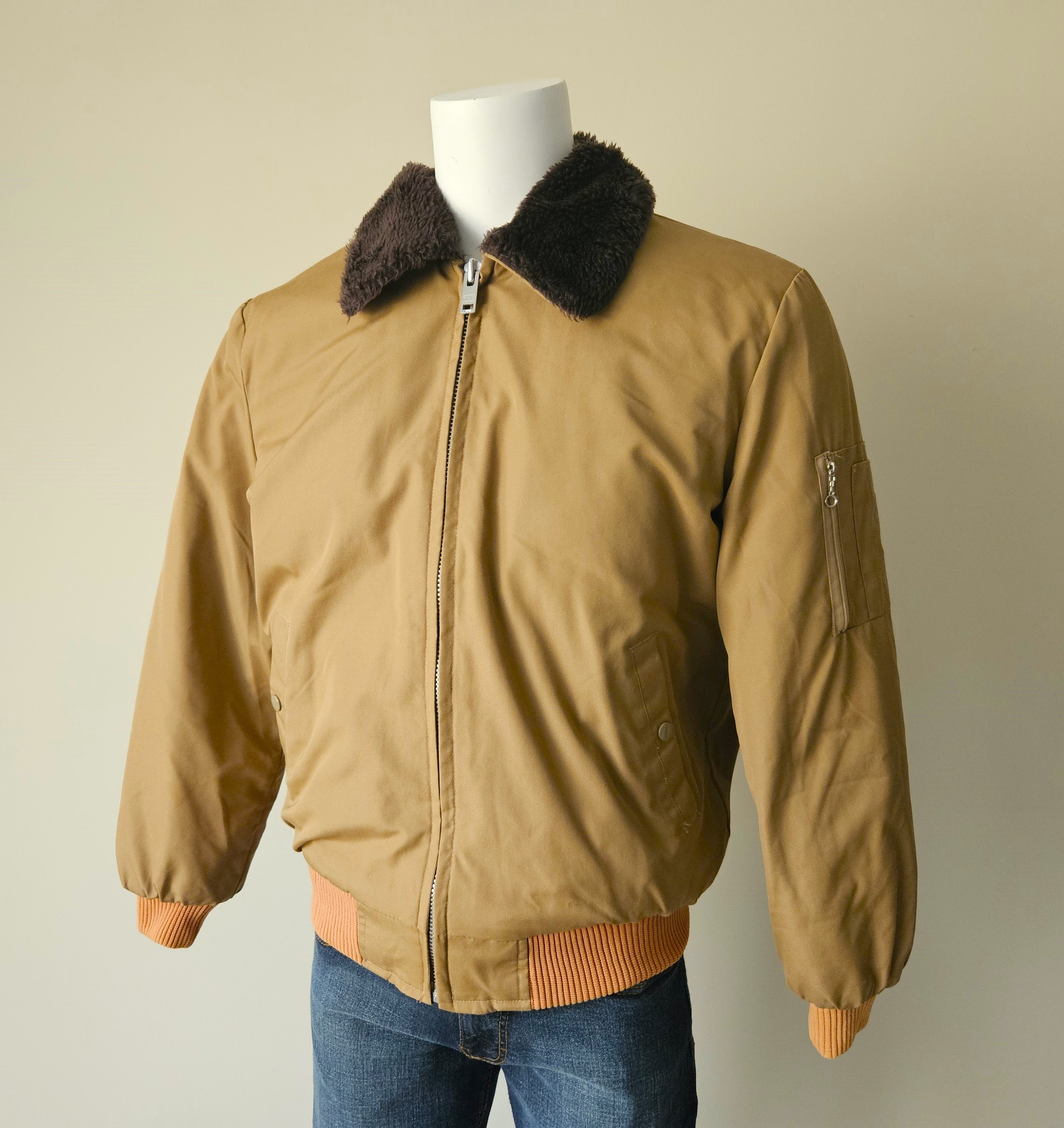 1980s SEARS WORK N LEISURE Bomber Jacket • Vintage Faux Fur 1980s SEARS WORK N LEISURE Bomber Jacket • Vintage Faux Fur