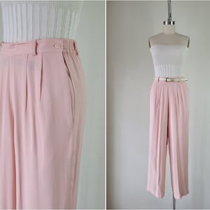 1980s Pink Rayon Pleated Trousers • Size XS - S • Made in USA