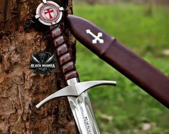Handmade Templar Knight Sword | Holy Crusader Sword | Medieval Accolade Replica Sword With Scabbard