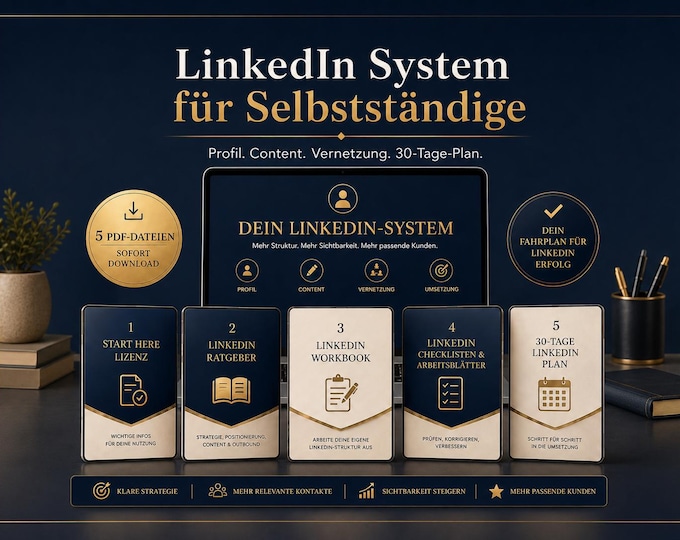 LinkedIn system for freelancers | Profile optimization, content planner, B2B networking & 30-day plan