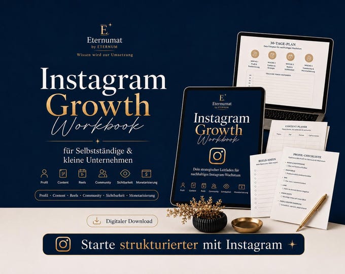 Instagram Growth Workbook for Freelancers | Social Media Planner, Reels, Content, Bio & 30-Day Plan