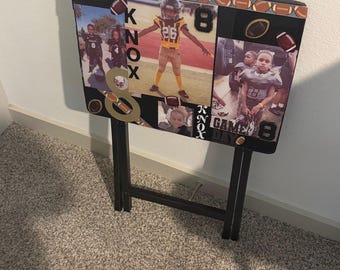 Gepersonaliseerde voetbaltafel: aangepaste fotodisplay, wedstrijddecor