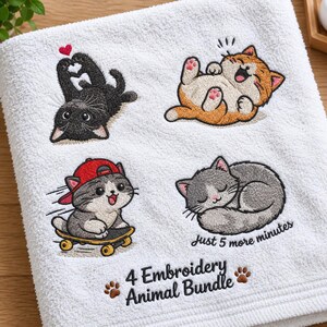 Cat Embroidery Bundel machine stitch pattern digital file feline motif