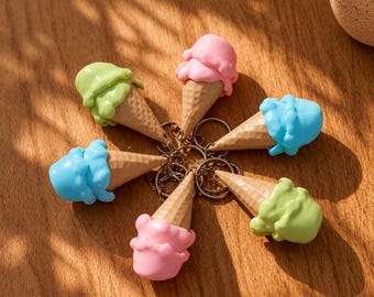 Personalized 3D Printed Ice Cream Clicker Keychain