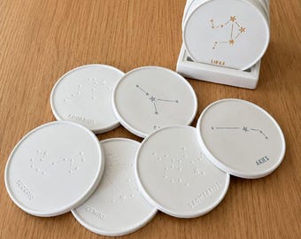 Personalized Zodiac Constellation Jesmonite Coaster Custom Star Sign Coaster Astrology Gift Celestial Home Decor Handmade Coaster